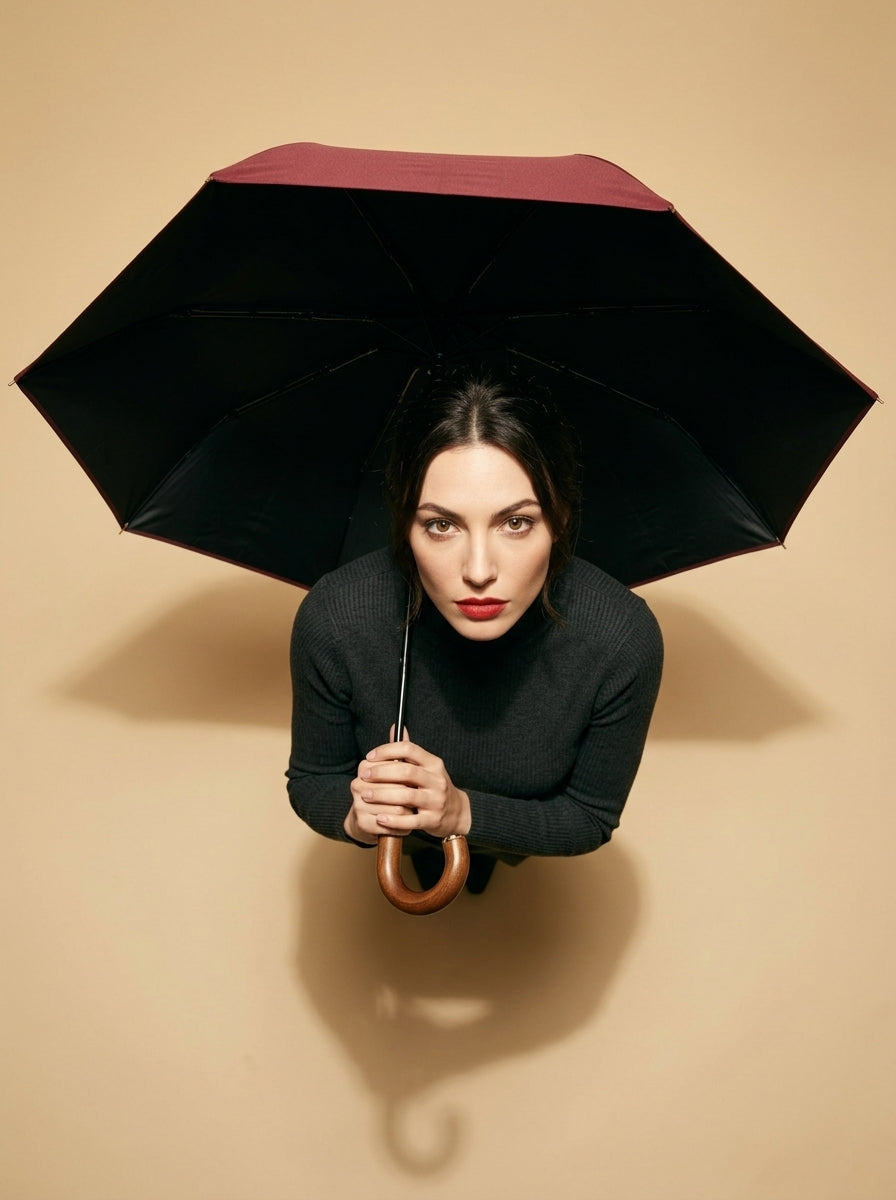 The Envoy - Burgundy | Solid Wood Handle Automatic Umbrella | UPF50+