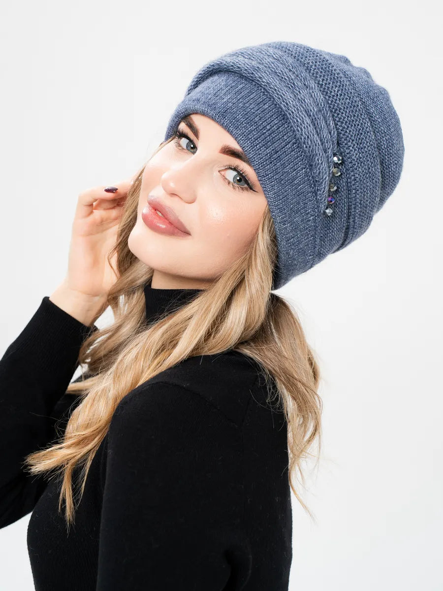 The Cold Open - Wide-Brim Knit Beanie, Blue