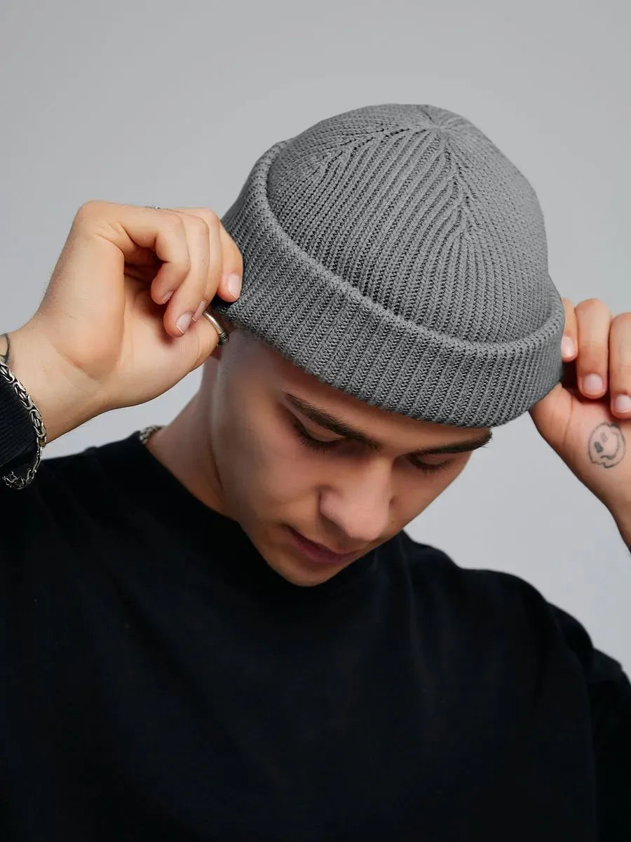 Marie Kiro Watch Cap Wool Knit Beanie, Gray
