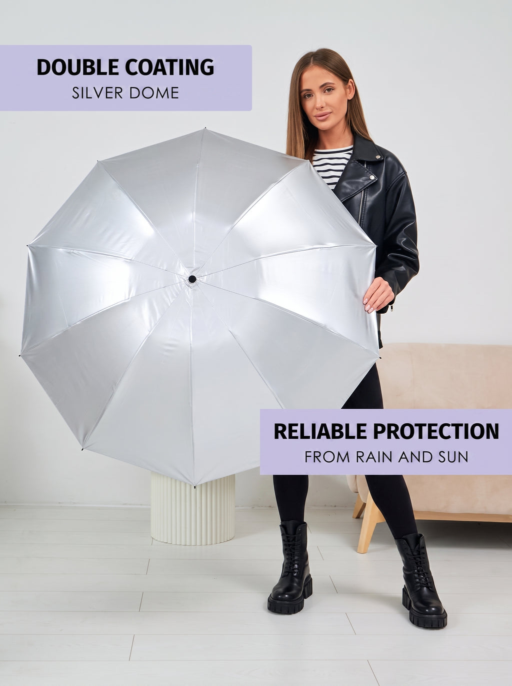 Marie Kiro Canopy compact UV umbrella UPF 50+ in Iris Purple, view 3