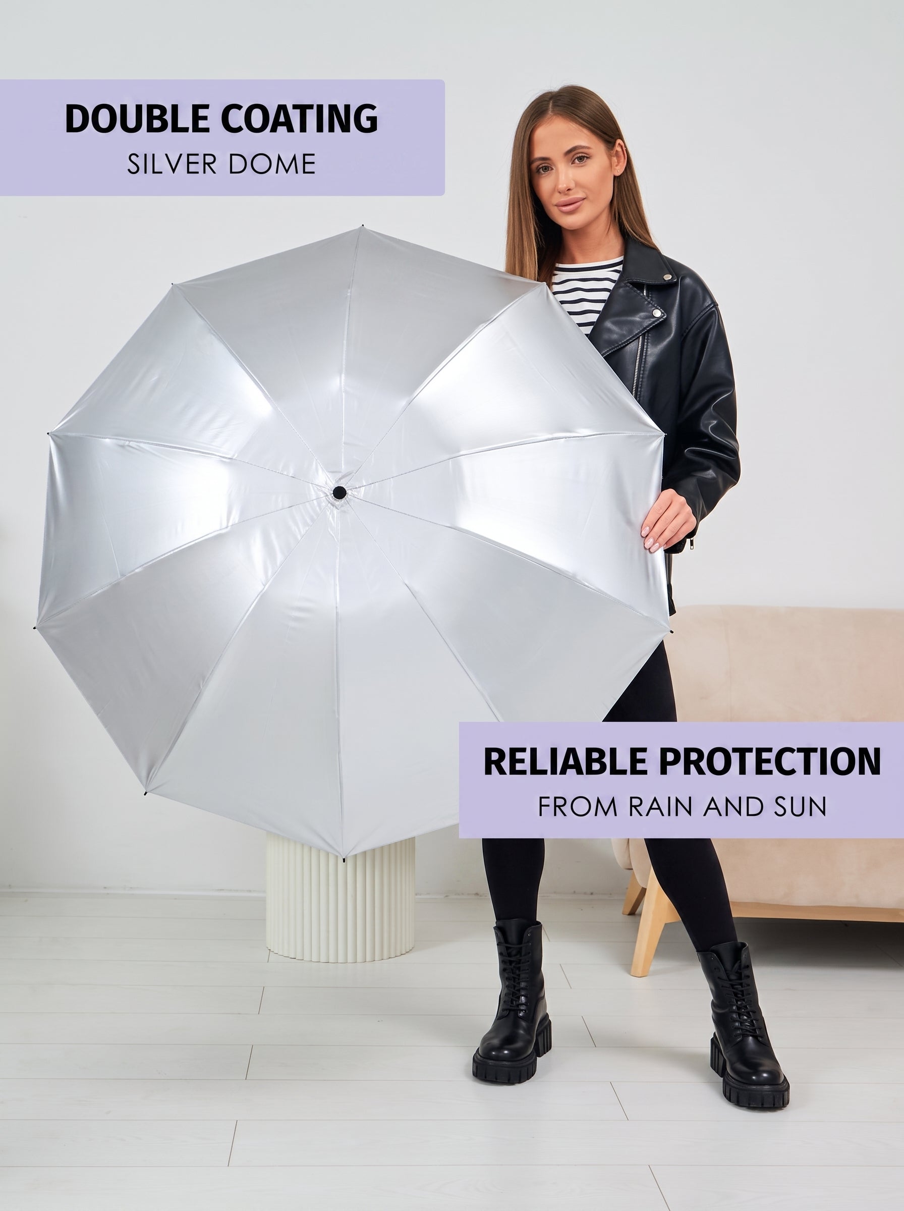 Marie Kiro Canopy Compact UV Umbrella UPF 50+, Iris Purple