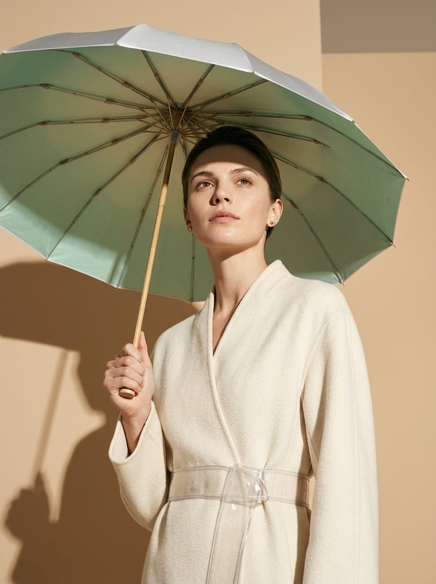The Prism - Gradient Green Tri-Fold Umbrella | 16-Rib Compact Sun & Rain Shield