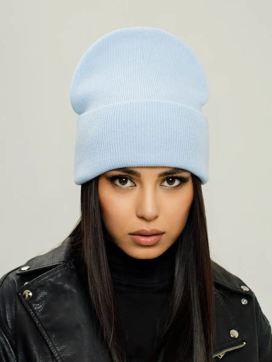 The Cuff - Tall Knit Beanie, Light Blue