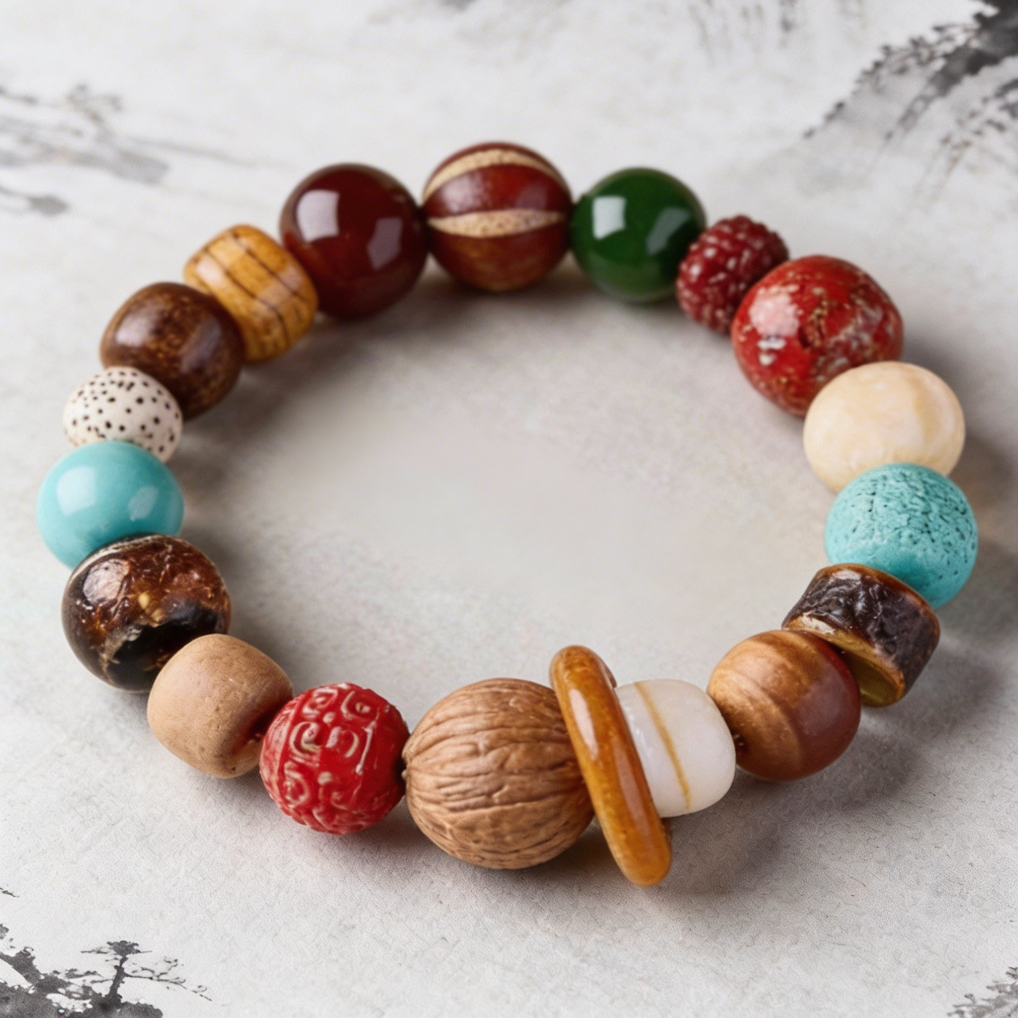 18-Bead Sacred Bodhi Seed & Multi-Gemstone Bracelet - 12mm Vajra Buddhist Meditation Beads