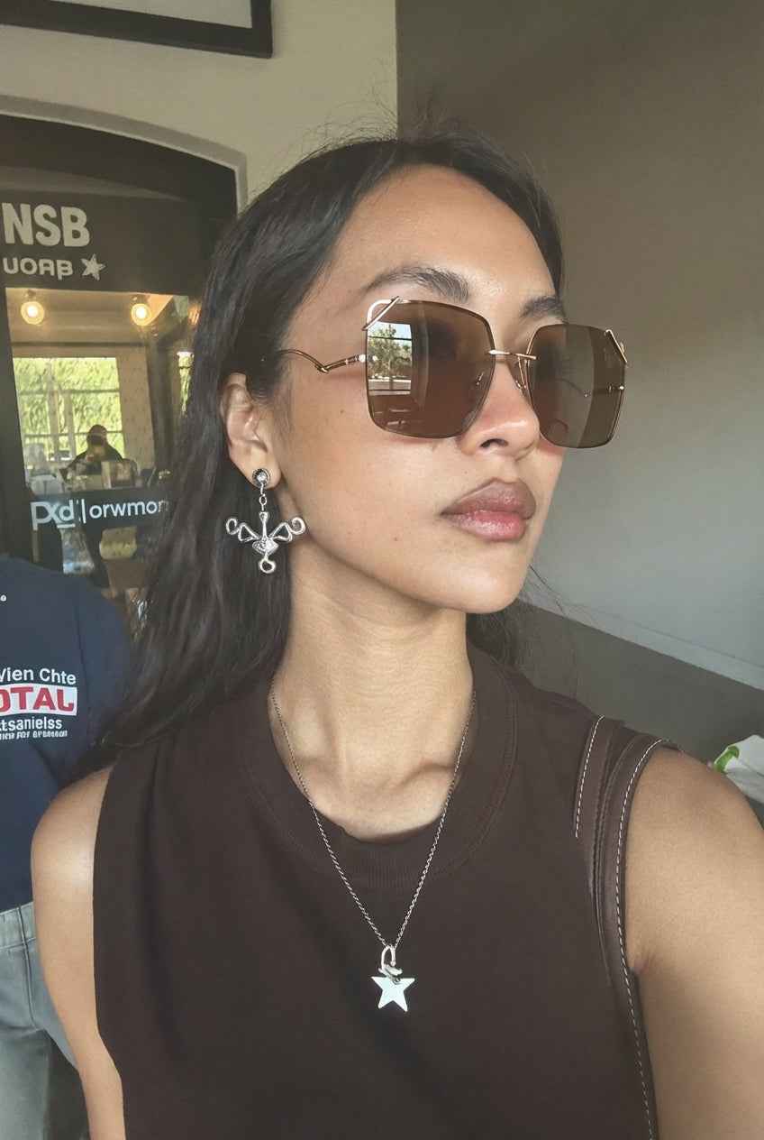 MK-Luna-Polygon Polarized Sunglasses for Women - Oversized UV400 Nylon Lens Metal Frame - High-Fashion Street Style Shades