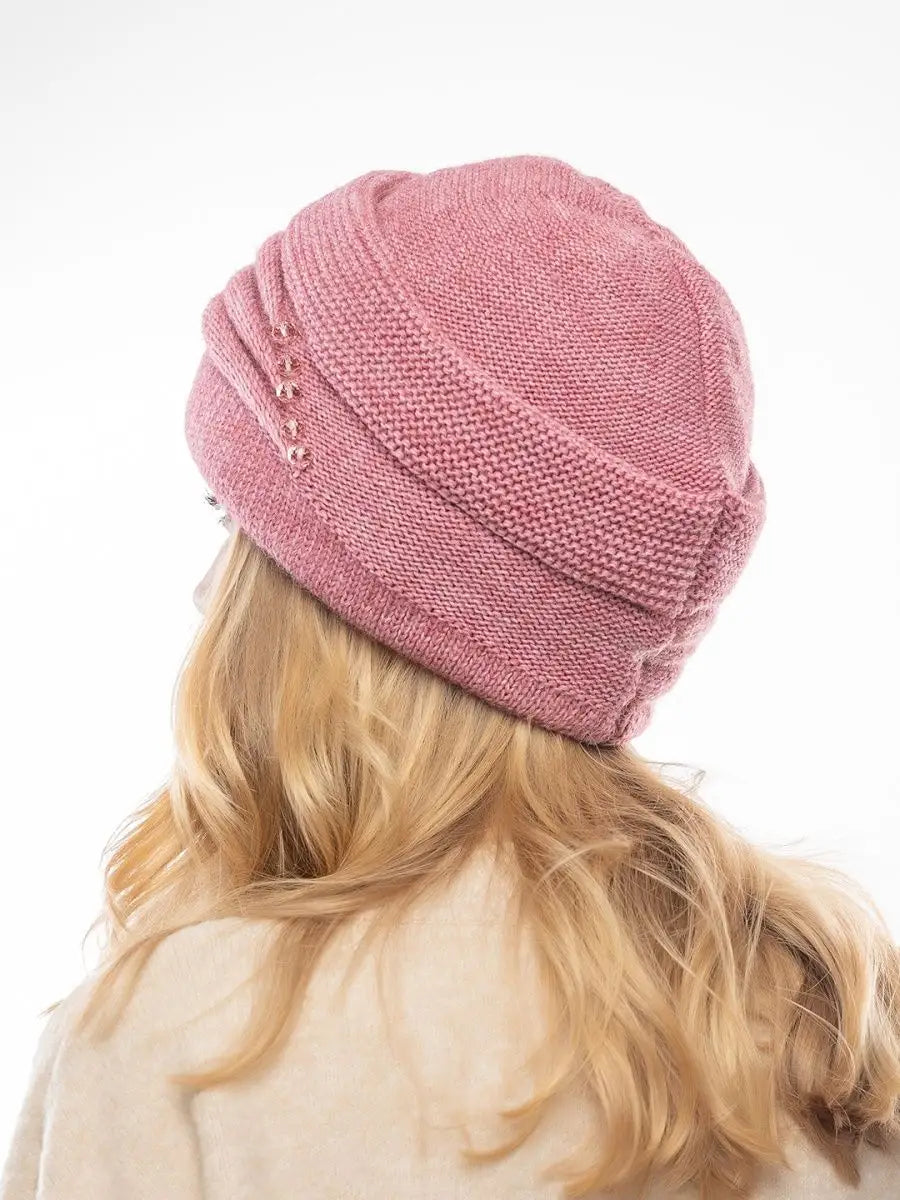 The Cold Open - Wide-Brim Knit Beanie, Pink