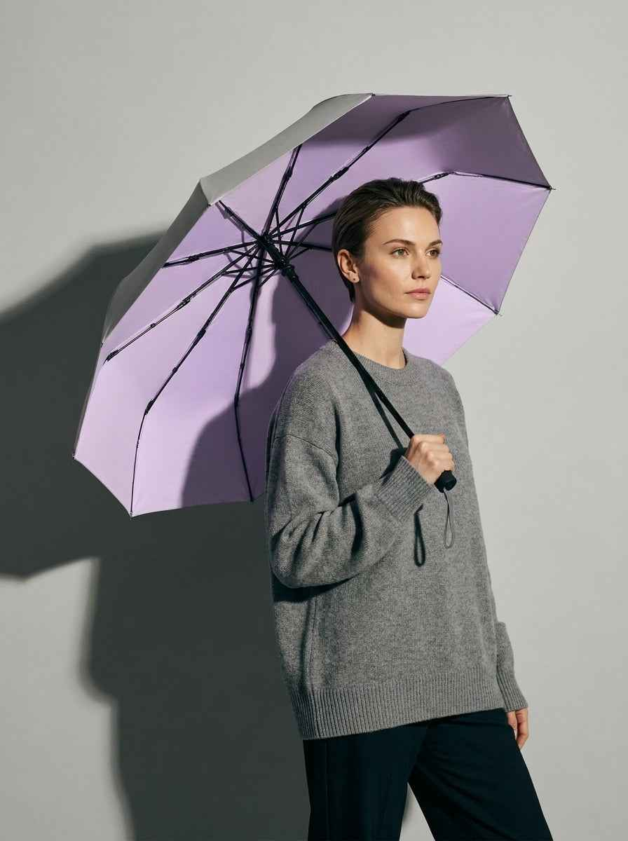 The Canopy - Iris Purple | Automatic Titanium Silver UV Umbrella UPF50+ Compact Tri-Fold