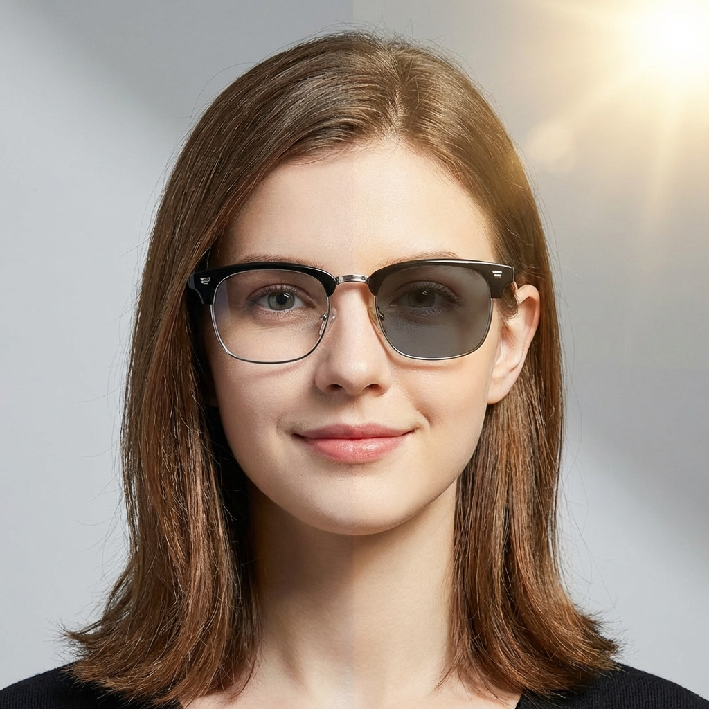 Photochromic Glasses  Anti-Blue Light & UV Protection Eyewear for Men & Women | TR90 Metal Frame | Indoor/Outdoor Color Changing Lens, MK Shift