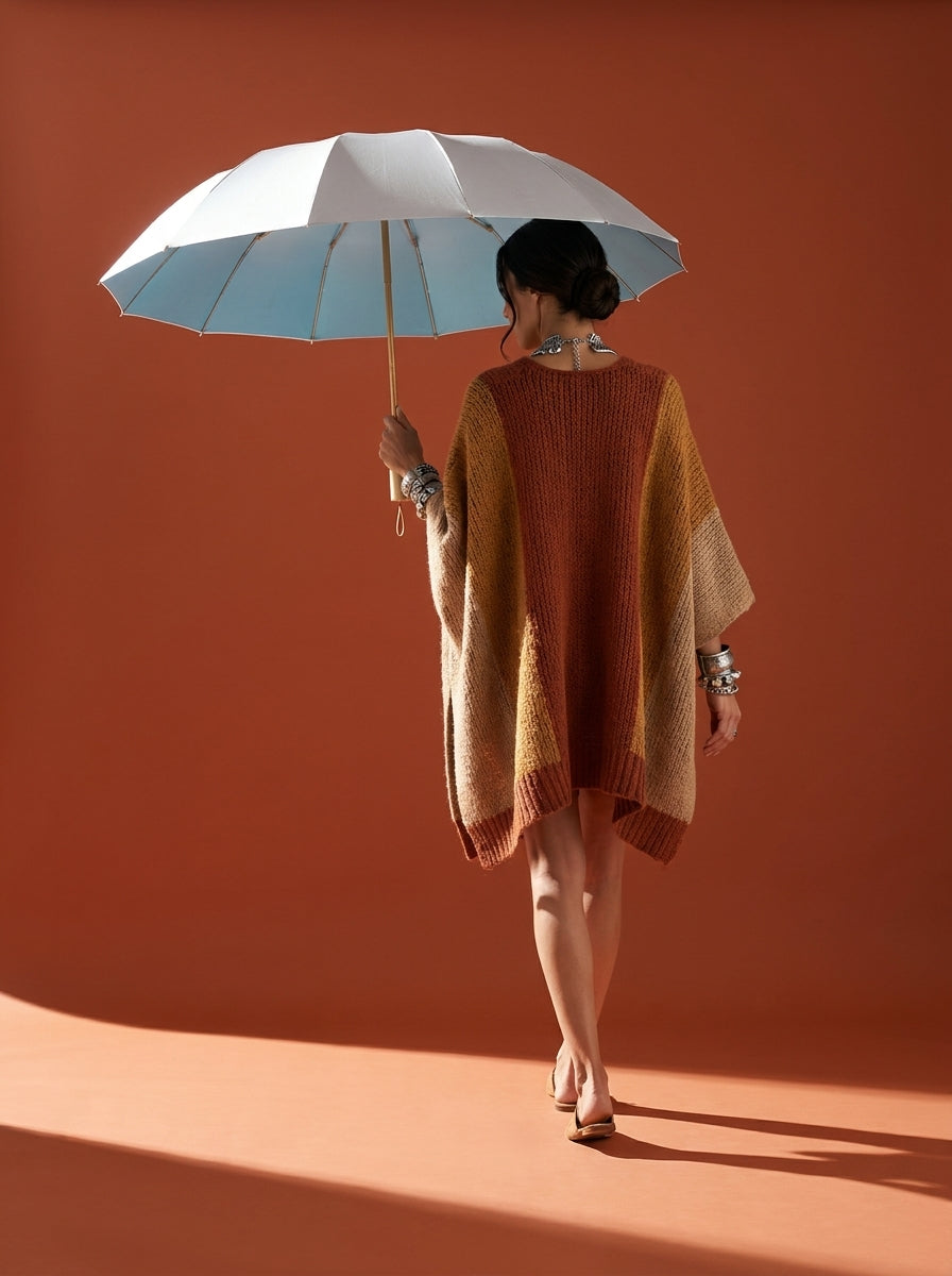 The Prism - Gradient Blue Tri-Fold Umbrella | 16-Rib Compact Sun & Rain Shield