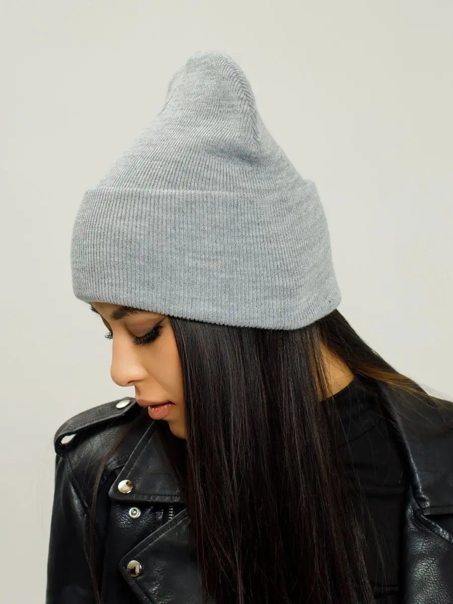 The Cuff - Tall Knit Beanie, Gray