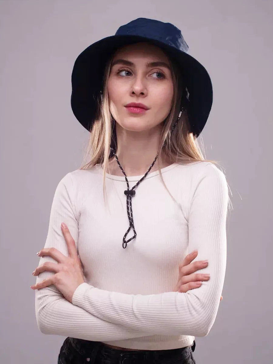 The Foldaway - Packable Wide Brim Sun Hat, Navy (Extended Fit 60-65cm)