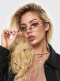 Marie Kiro Y2K Rimless Metal Oval Sunglasses - UV400 Mercury Concave Lens - Retro Frameless Fashion