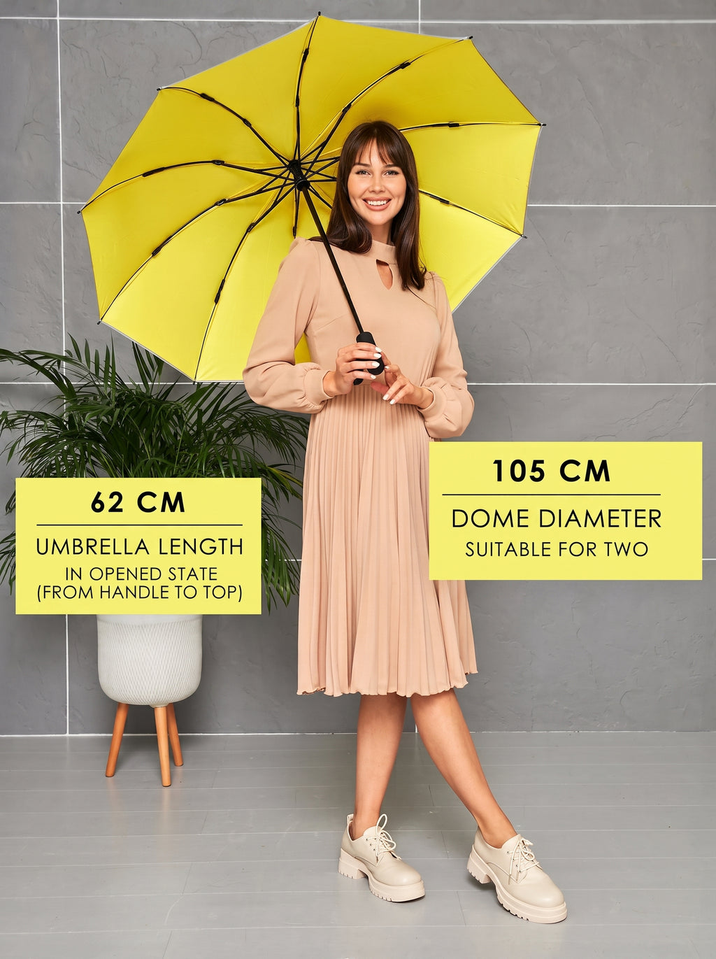 Marie Kiro Canopy compact UV umbrella UPF 50+ in Solar Yellow, view 6