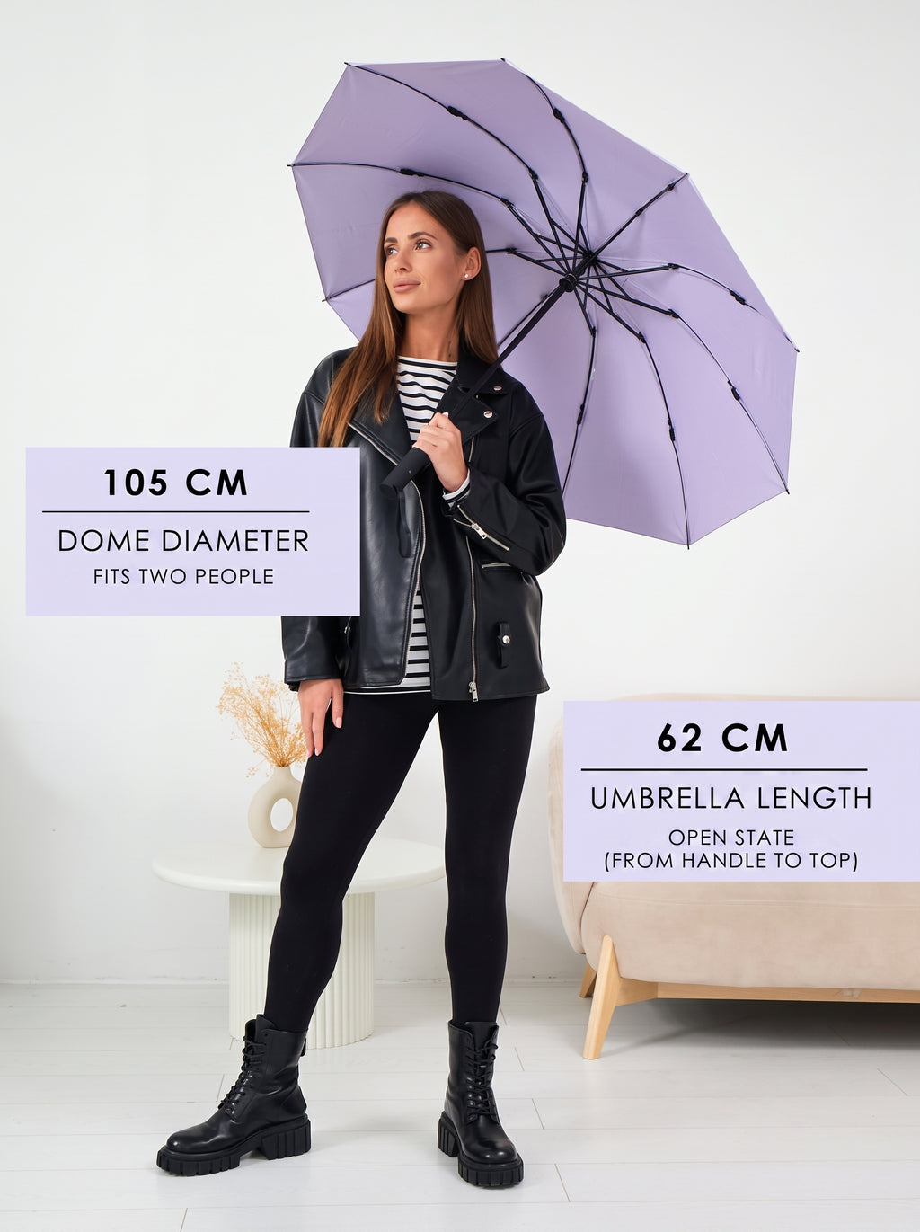 Marie Kiro Canopy compact UV umbrella UPF 50+ in Iris Purple, view 4