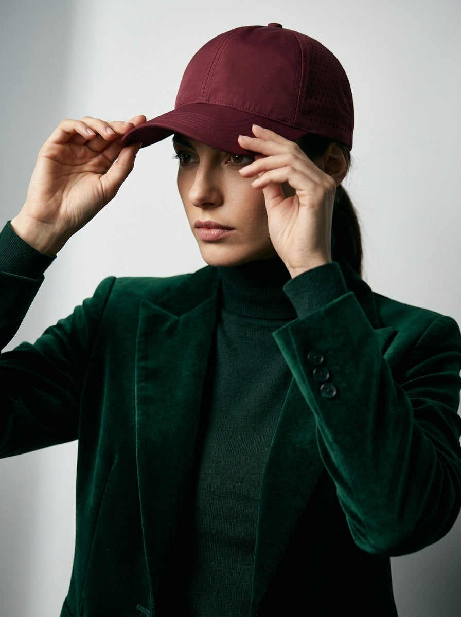 The Traverse - Wine Red | Water-Repellent Mesh Quick-Dry Baseball Cap