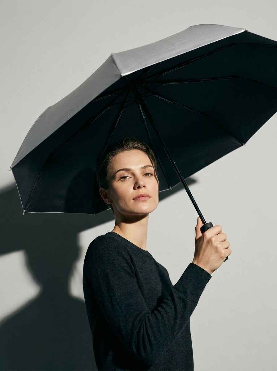 The Canopy - Noir Black | Automatic Titanium Silver UV Umbrella UPF50+ Compact Tri-Fold