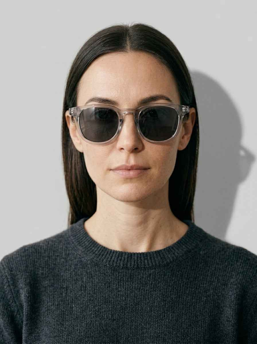The Archivist Polarized  Transparent Gray | Retro Square Sunglasses | UV400 TAC Polarized Lenses