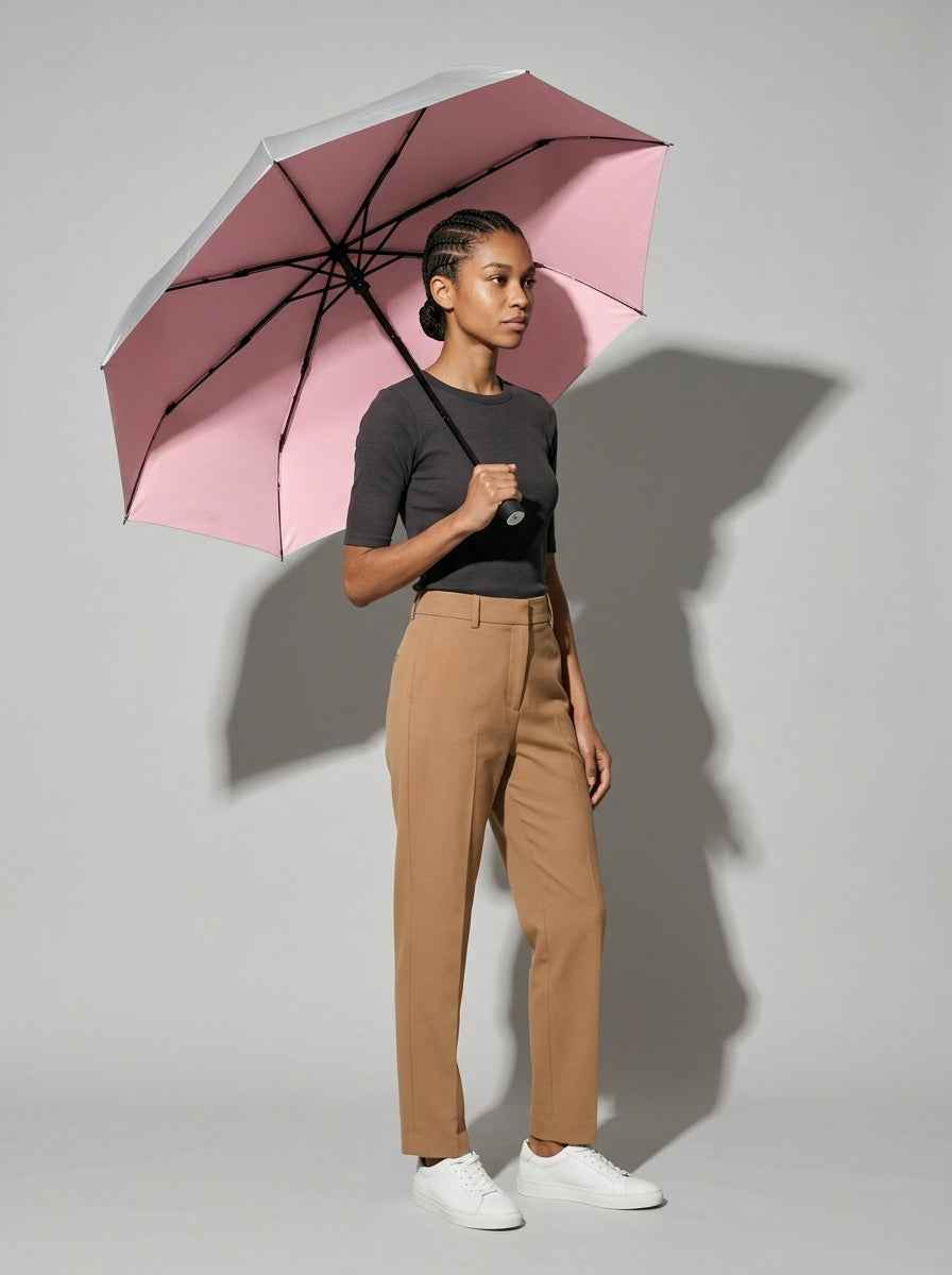 The Canopy - Blush | Automatic Titanium Silver UV Umbrella UPF50+ Compact Tri-Fold