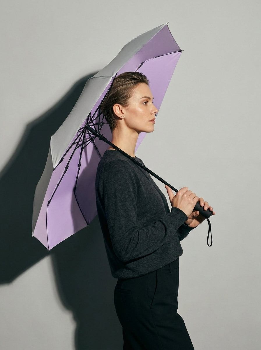 The Canopy - Iris Purple | Automatic Titanium Silver UV Umbrella UPF50+ Compact Tri-Fold