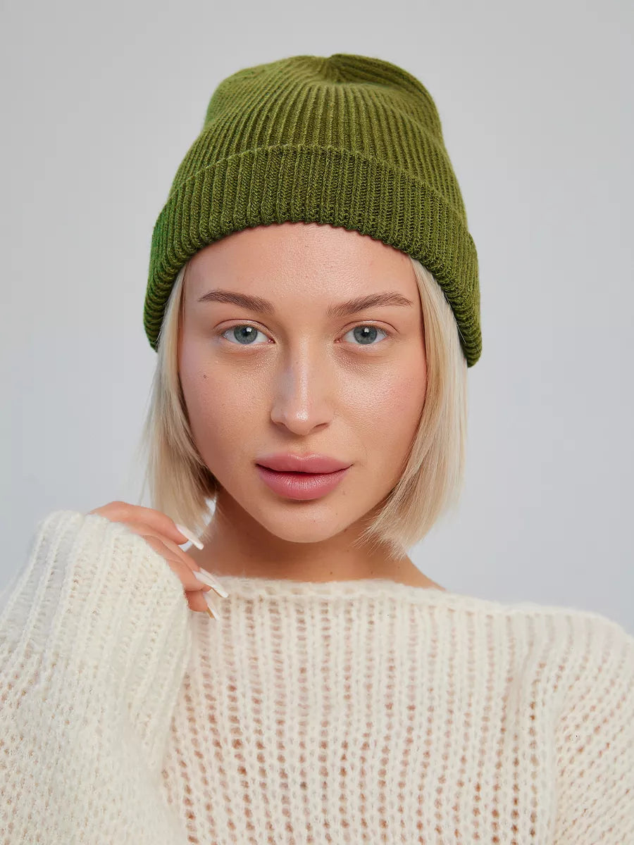 The Watch Cap - Wool Knit Beanie Cap, Army Green
