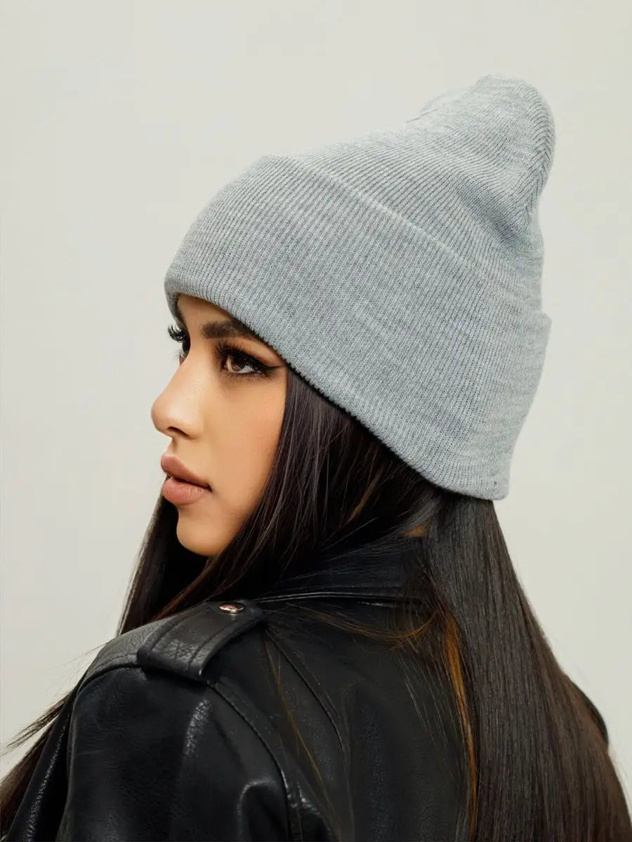 The Cuff - Tall Knit Beanie, Gray