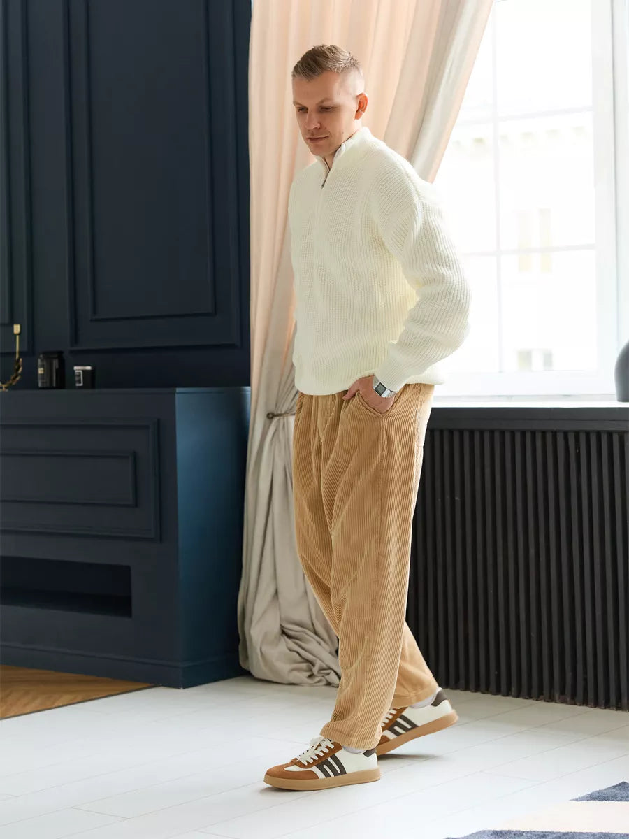 Heavyweight Wool Blend Quarter Zip Sweater – Men's Thermal Mock Neck Pullover – Big & Tall Winter Knitwear