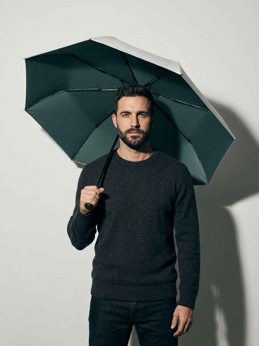 The Canopy - Moss Green | Automatic Titanium Silver UV Umbrella UPF50+ Compact Tri-Fold