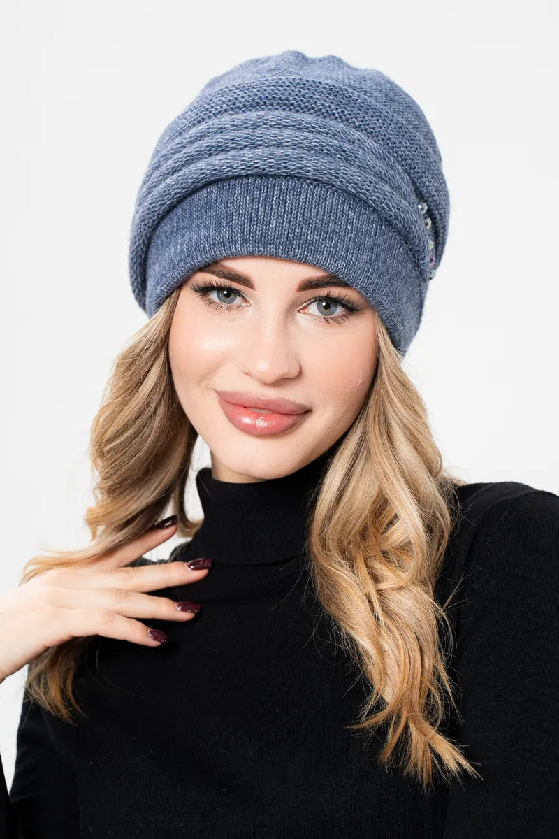 The Cold Open - Wide-Brim Knit Beanie, Blue
