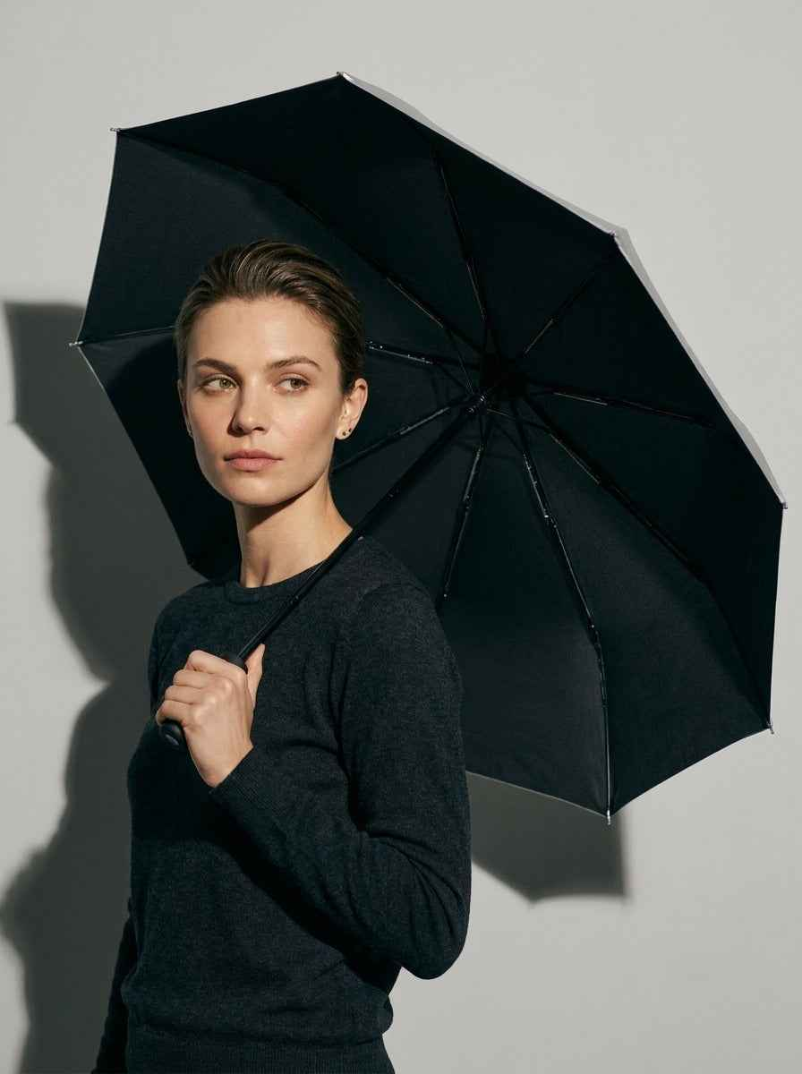 The Canopy - Noir Black | Automatic Titanium Silver UV Umbrella UPF50+ Compact Tri-Fold