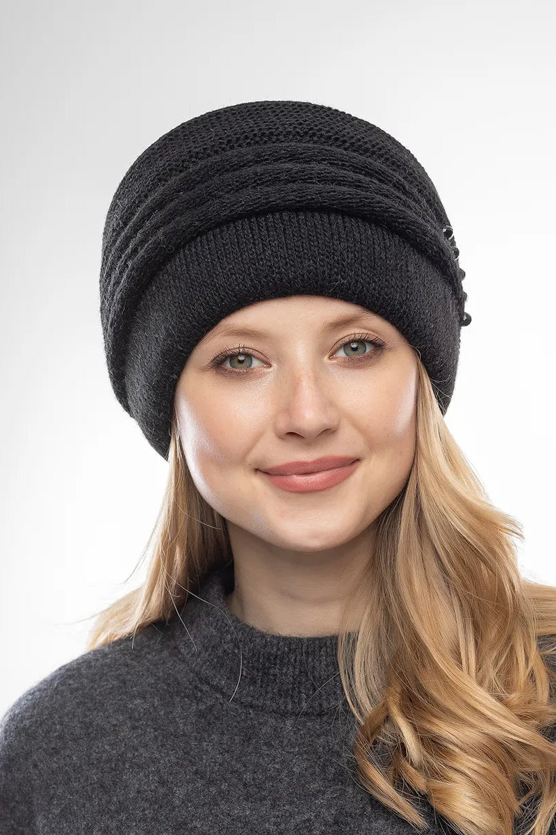The Cold Open - Wide-Brim Knit Beanie, Black