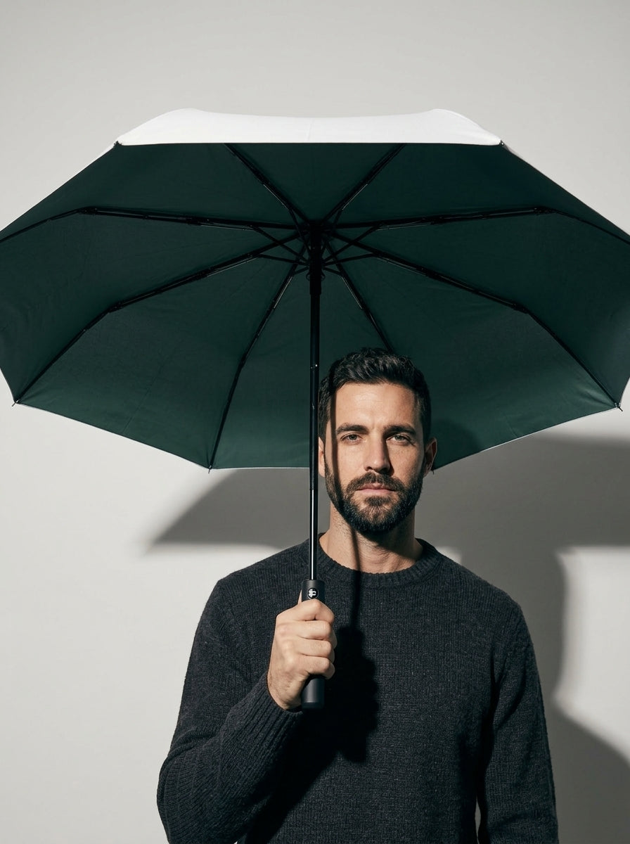 The Canopy - Moss Green | Automatic Titanium Silver UV Umbrella UPF50+ Compact Tri-Fold