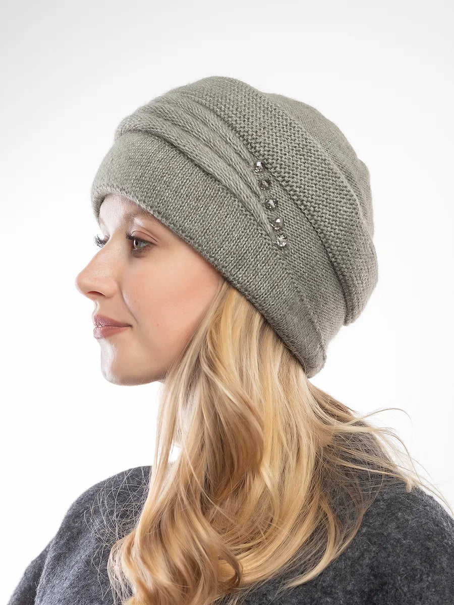 The Cold Open - Wide-Brim Knit Beanie, Olive Green