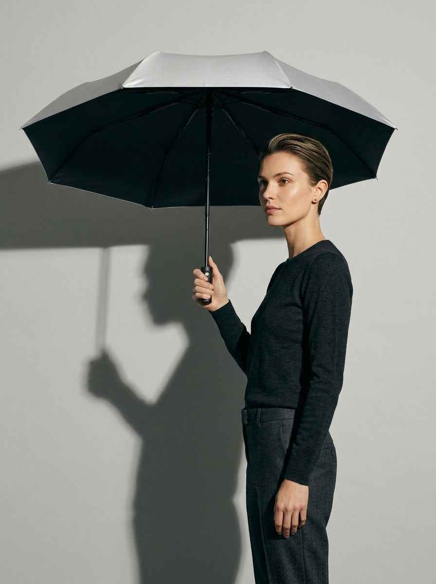 The Canopy - Noir Black | Automatic Titanium Silver UV Umbrella UPF50+ Compact Tri-Fold
