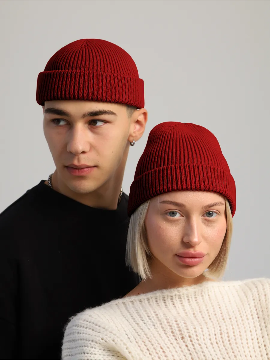 The Watch Cap - Wool Knit Beanie Cap, Wine Red
