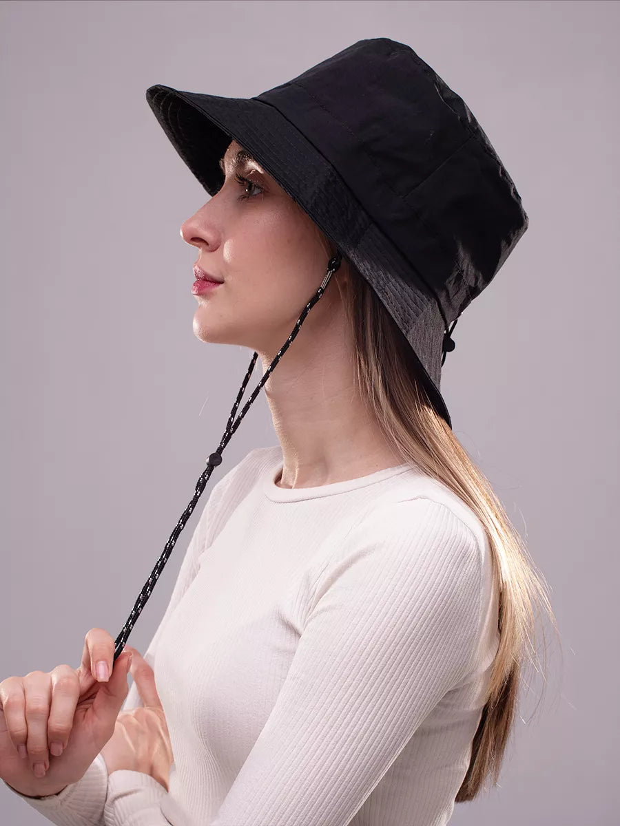 The Foldaway - Packable Wide Brim Waterproof Quick Dry Sun Hat, Black