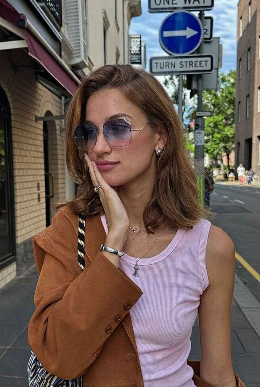 MK-Luna-Polygon Polarized Sunglasses for Women - Oversized UV400 Nylon Lens Metal Frame - High-Fashion Street Style Shades