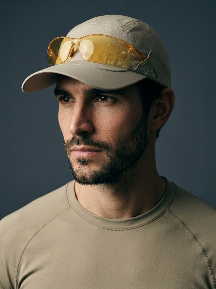 The Relay - Khaki | UPF50+ Quick-Dry Running Cap with Sunglasses Slots