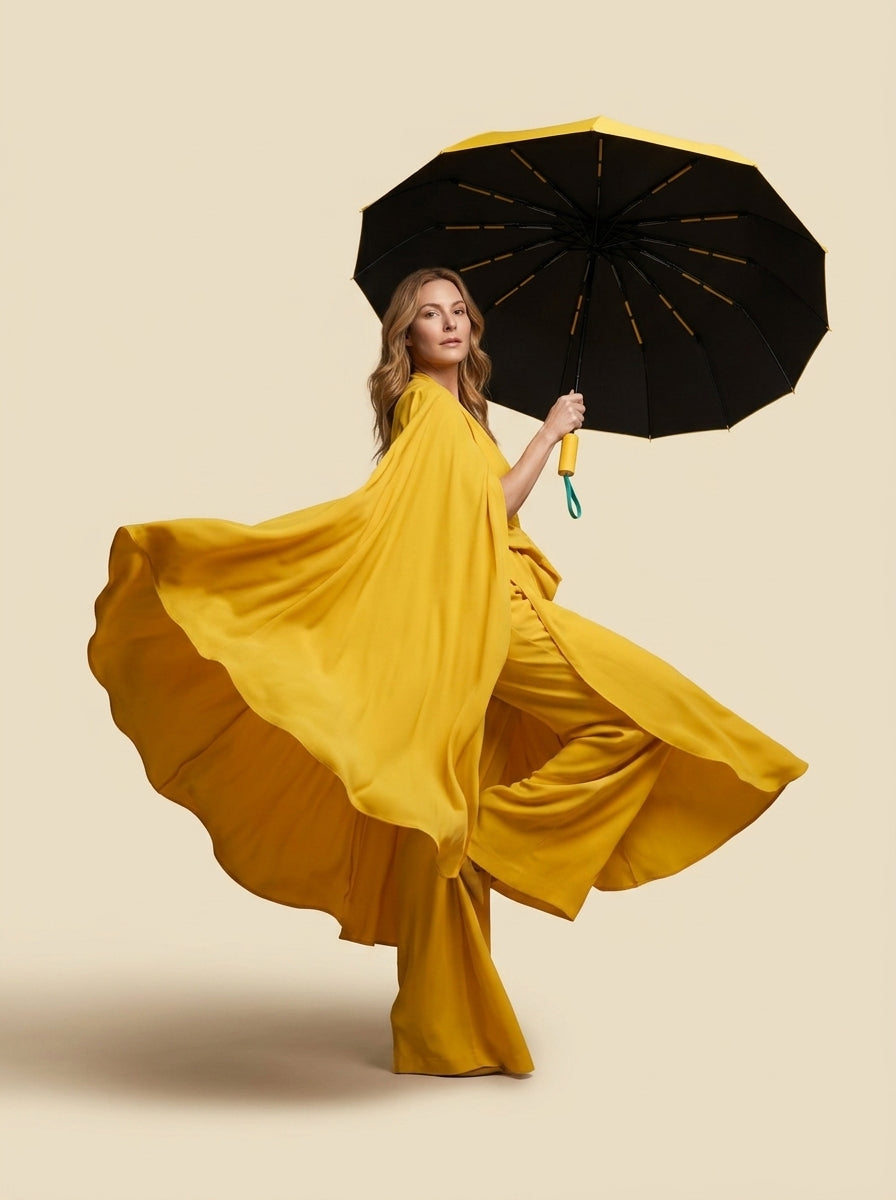 The Bastion - Yellow Compact UPF50+ Automatic Windproof Travel Umbrella