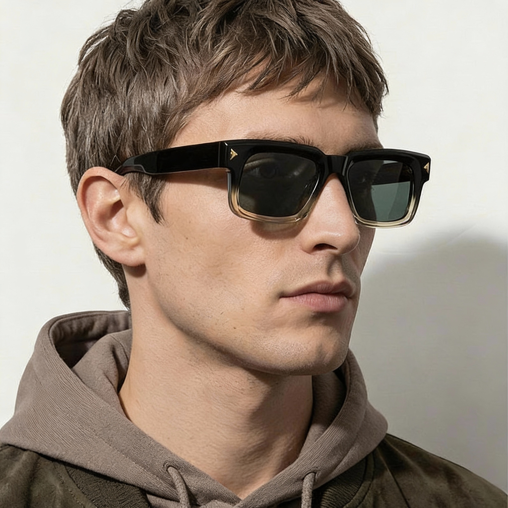 52mm Square Polarized Sunglasses for Urban Explorers - Glossy Black/Translucent - Marie Kiro