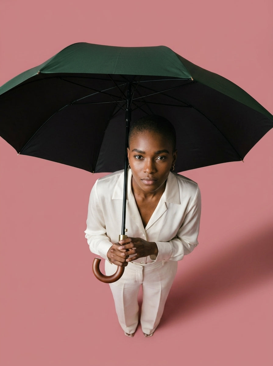 The Envoy - Night Green | Solid Wood Handle Automatic Umbrella | UPF50+
