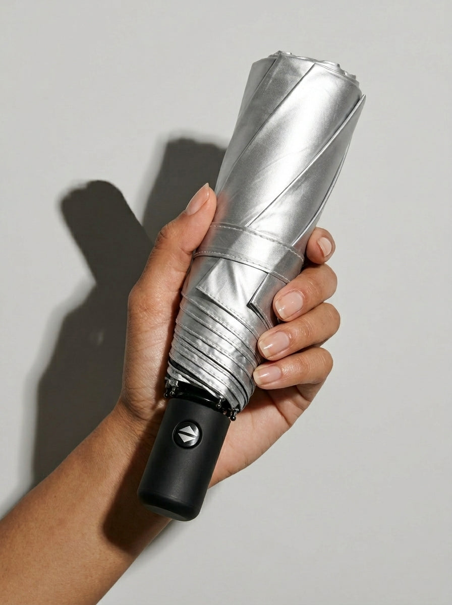 The Canopy - Blush | Automatic Titanium Silver UV Umbrella UPF50+ Compact Tri-Fold