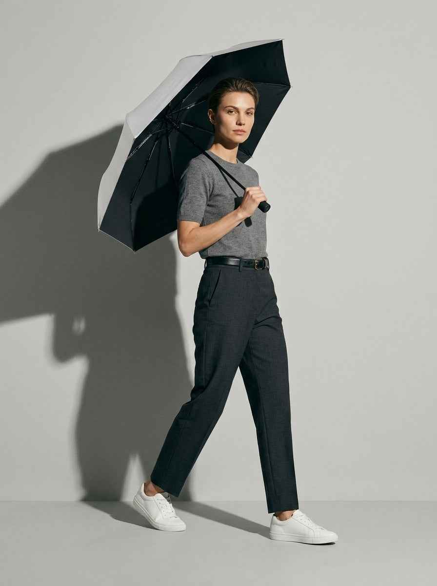 The Canopy - Noir Black | Automatic Titanium Silver UV Umbrella UPF50+ Compact Tri-Fold