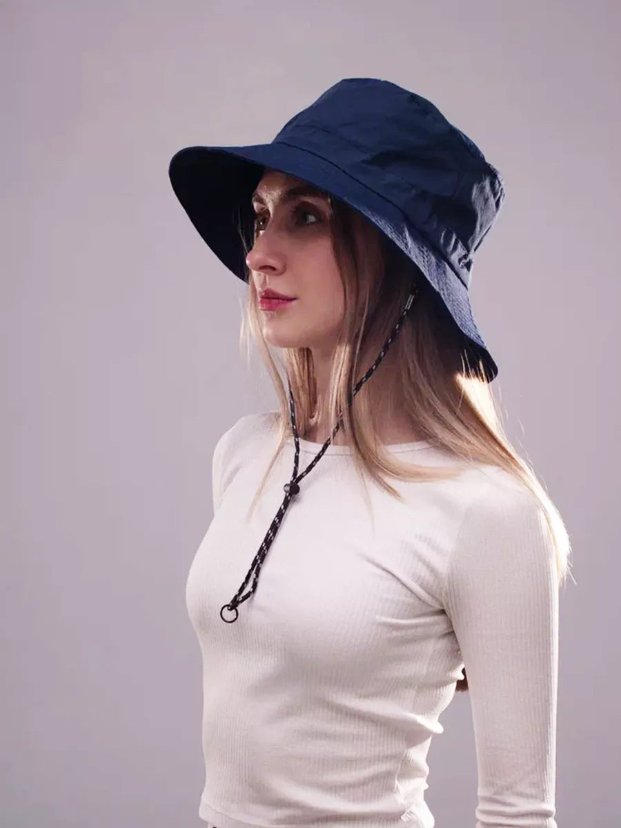 The Foldaway - Packable Wide Brim Sun Hat, Navy (Extended Fit 60-65cm)