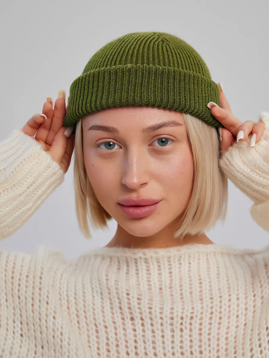The Watch Cap - Wool Knit Beanie Cap, Army Green