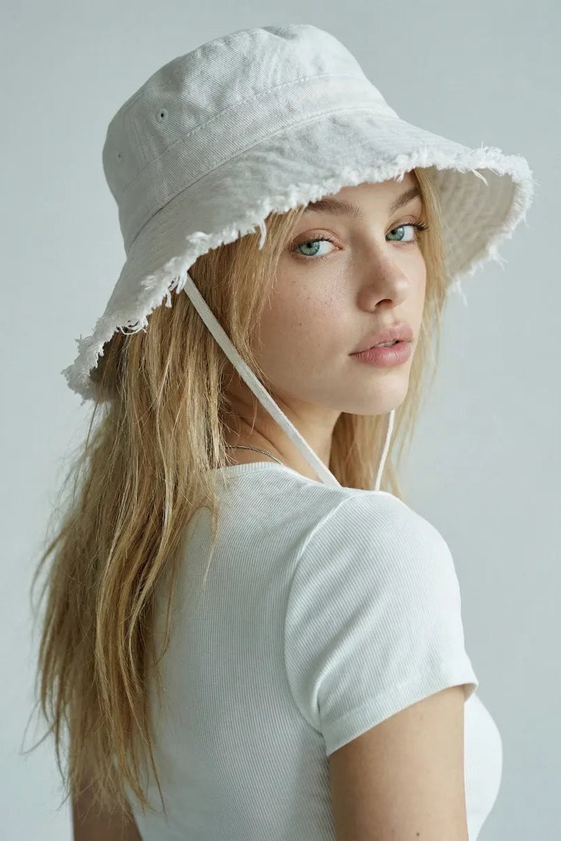 Marie Kiro Plus One Bucket Hat, White