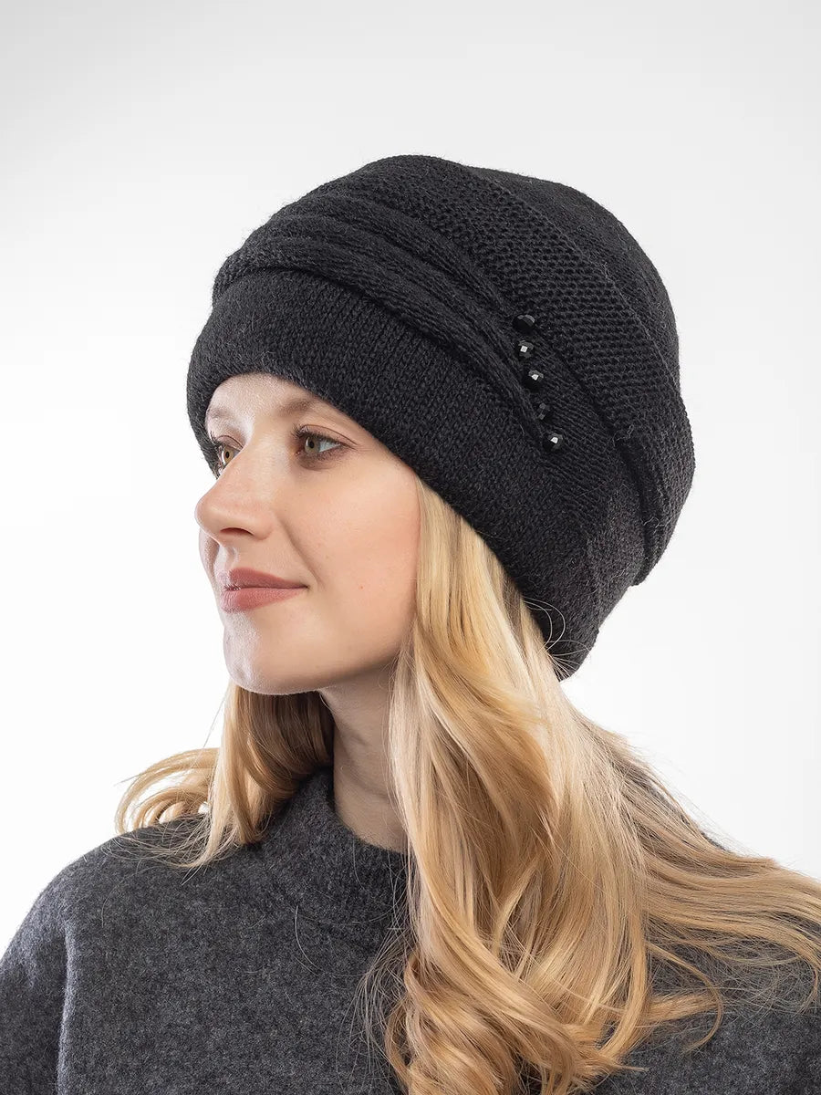 The Cold Open - Wide-Brim Knit Beanie, Black