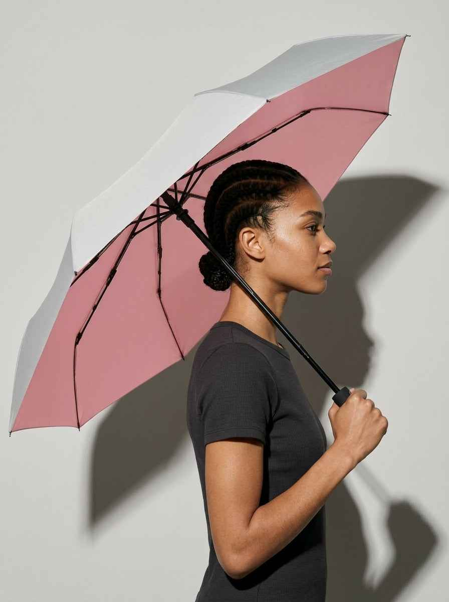 The Canopy - Blush | Automatic Titanium Silver UV Umbrella UPF50+ Compact Tri-Fold