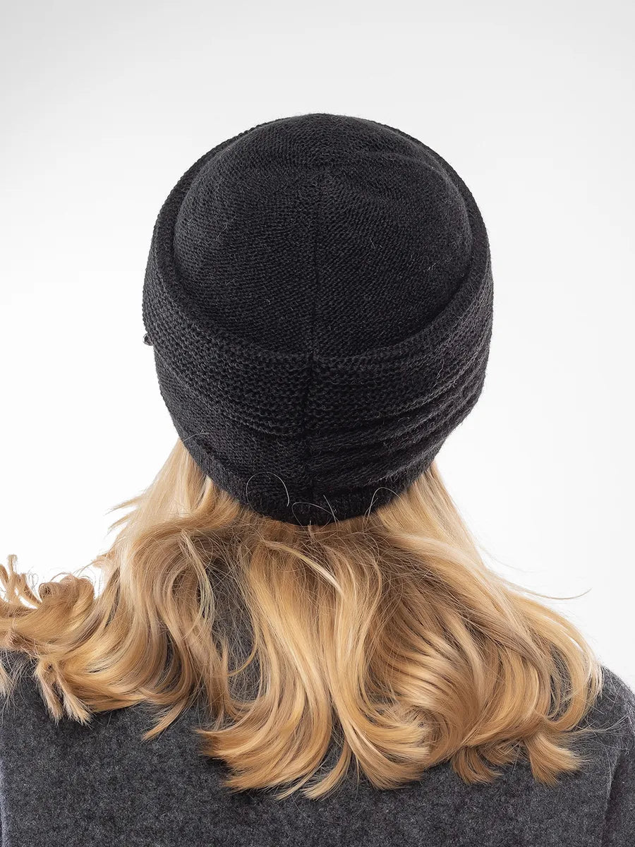 The Cold Open - Wide-Brim Knit Beanie, Black