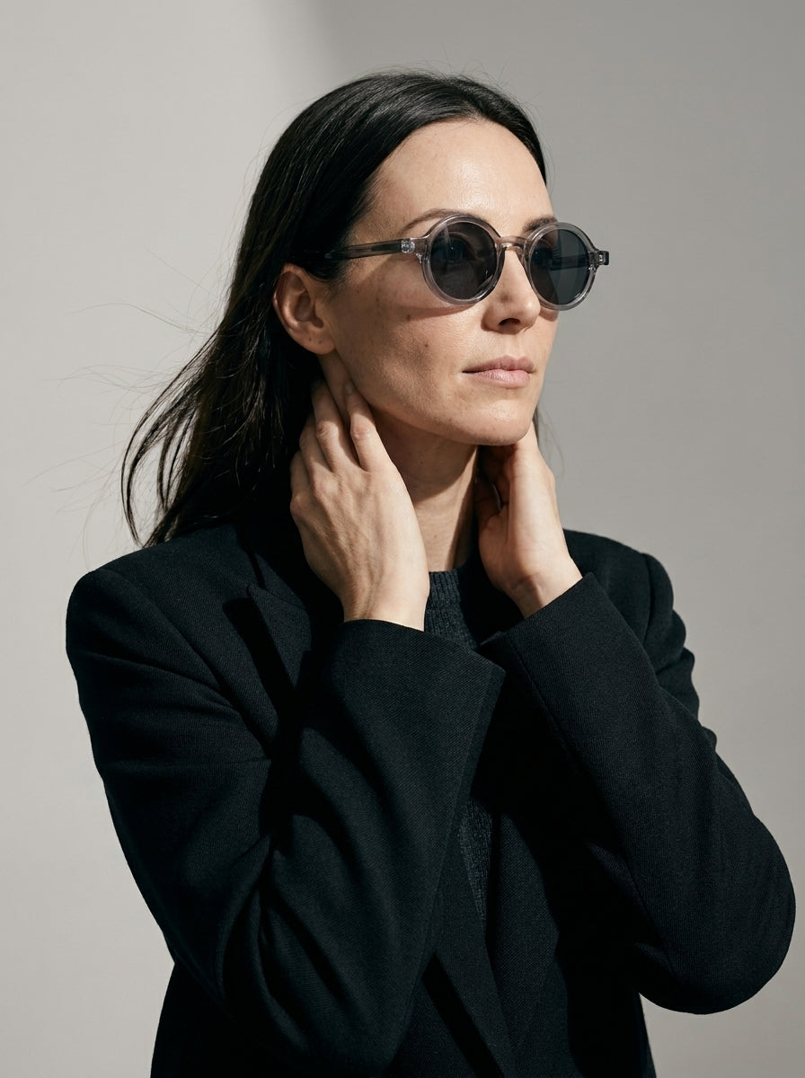 The Index Polarized Transparent Gray | Round Sunglasses | UV400 TAC Polarized Lenses