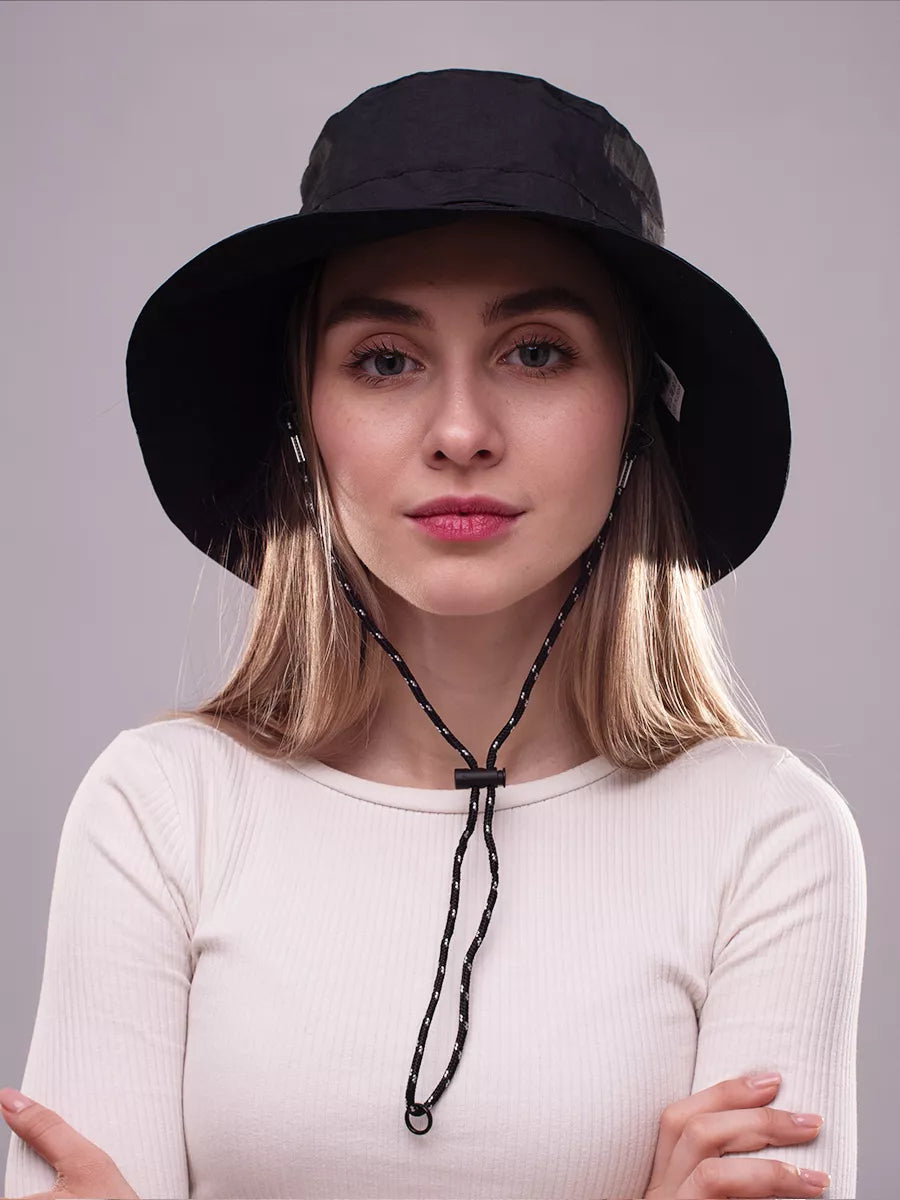 The Foldaway - Packable Wide Brim Waterproof Quick Dry Sun Hat, Black